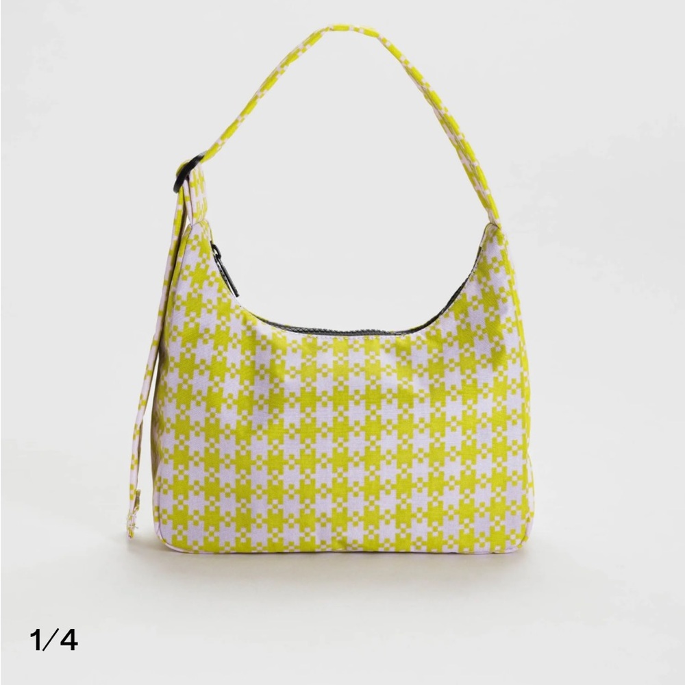 BAGGU Yellow and White Mini Shoulder Bag